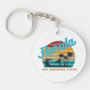 Florida State Retro Vintage Sunset Keychain