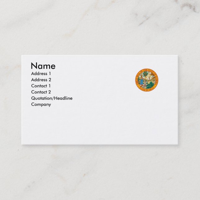 Florida State Seal Business Card (Front)