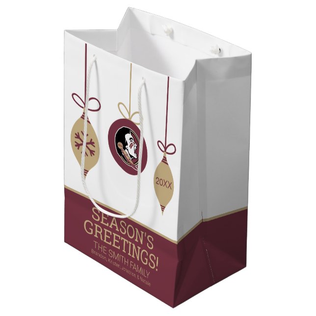 Florida State Seminoles Holiday Ornament Medium Gift Bag (Front Angled)