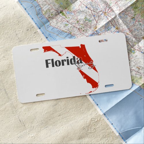 Florida State Silhouette Diving Flag with Text License Plate