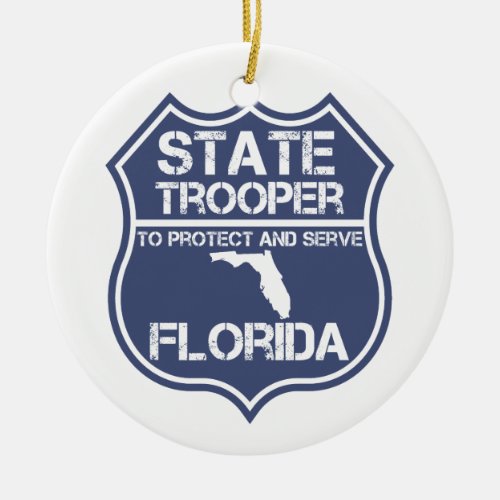 Florida State Trooper To Protect And Serve Ceramic Ornament