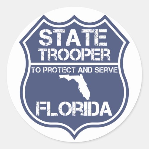 Florida State Trooper To Protect And Serve Classic Round Sticker