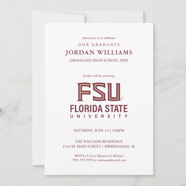 Florida State University Graduation Announcement (Front)