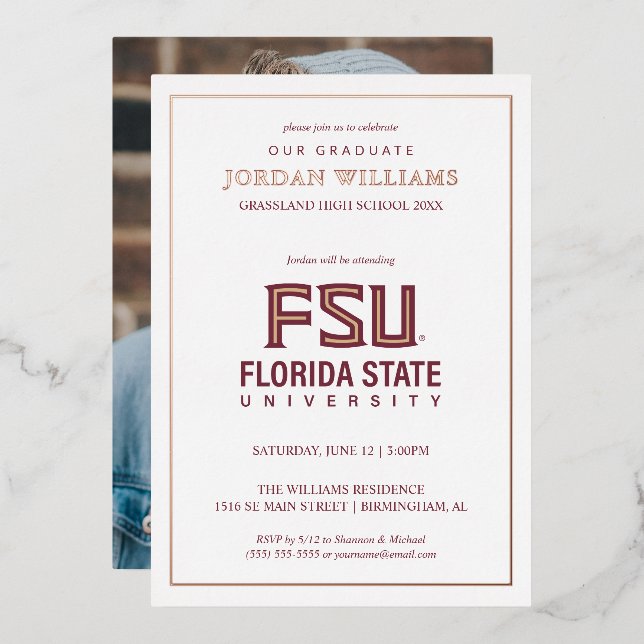 Florida State University Graduation Foil Invitation (Front/Back)