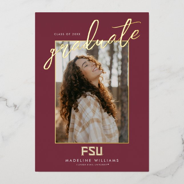 Florida State University Graduation Foil Invitation (Front)