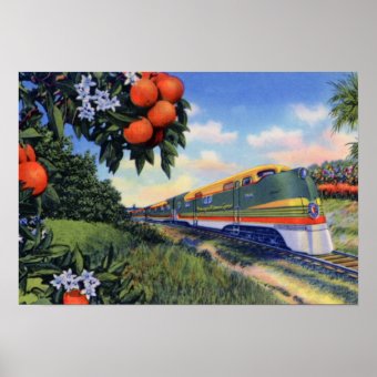 Florida Streamliner Orange Blossom Special Train Poster | Zazzle