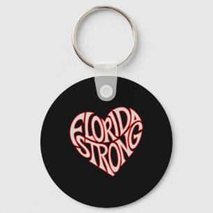 Florida Strong Heart State Pride Typography Keychain