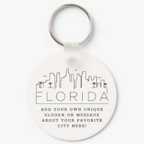 Florida Stylized Skyline | Custom Slogan Keychain