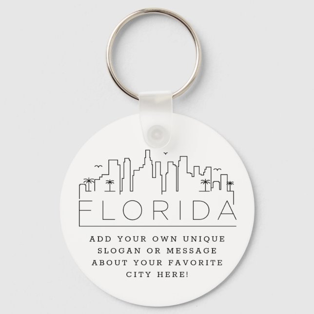 Florida Stylized Skyline | Custom Slogan Keychain (Front)