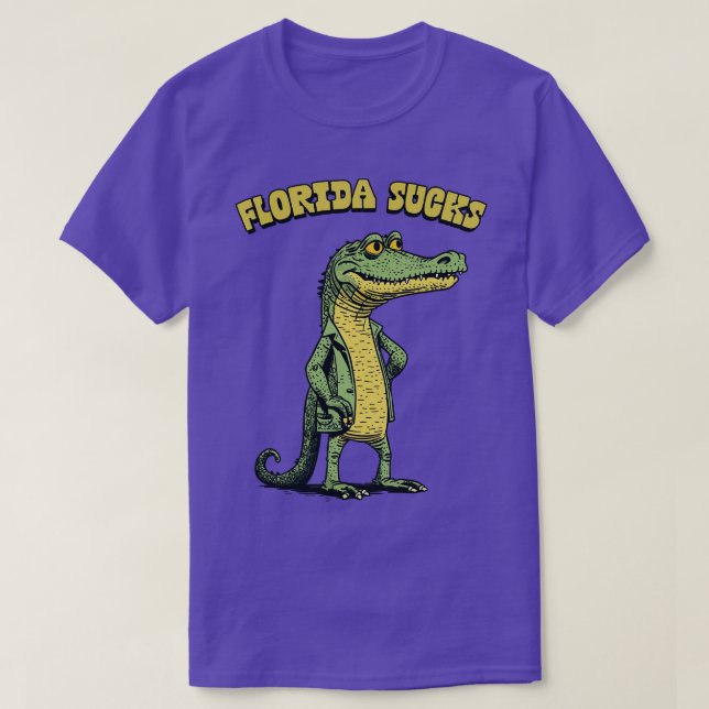 Florida Sucks Retro Alligator Design T-Shirt (Design Front)