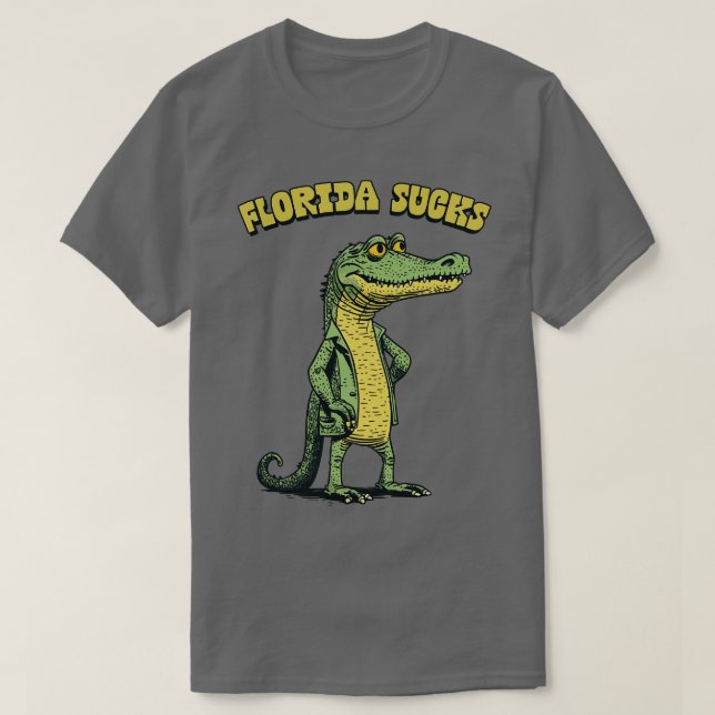 Florida Sucks Retro Alligator Design T-Shirt (Design Front)