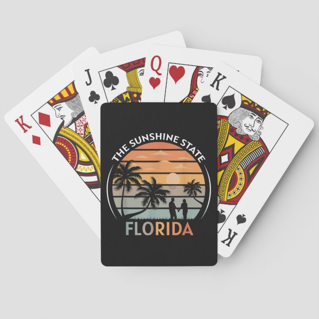 Florida Summer Beach Vintage Sunset Poker Cards (Back)