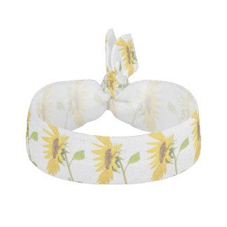 Florida Sunflower Standing on White Background Elastic Hair Tie