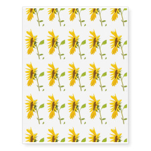 Florida Sunflower Standing on White Background Temporary Tattoos