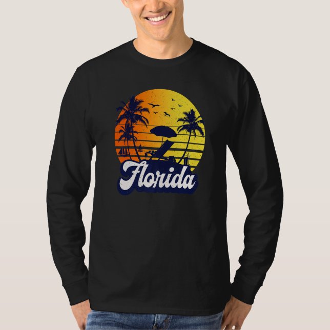 Florida Sunset Beach Retro Premium T-Shirt (Front)