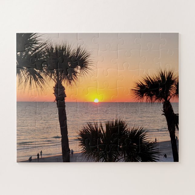 Florida Sunset Framed by Palm Trees Jigsaw Puzzle (Horizontal)