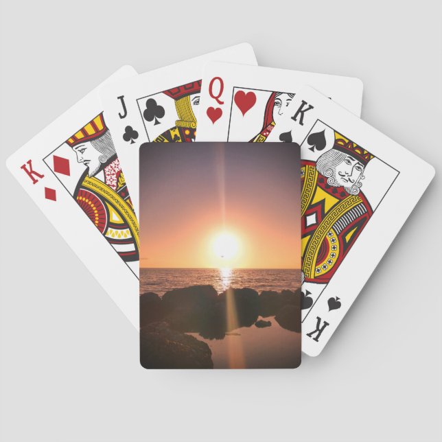 Florida Sunset on the beach Natural Photography Poker Cards (Back)