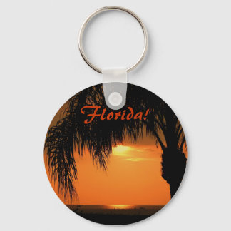 Florida! Sunset ove the Gulf, Palm Tree Keychain