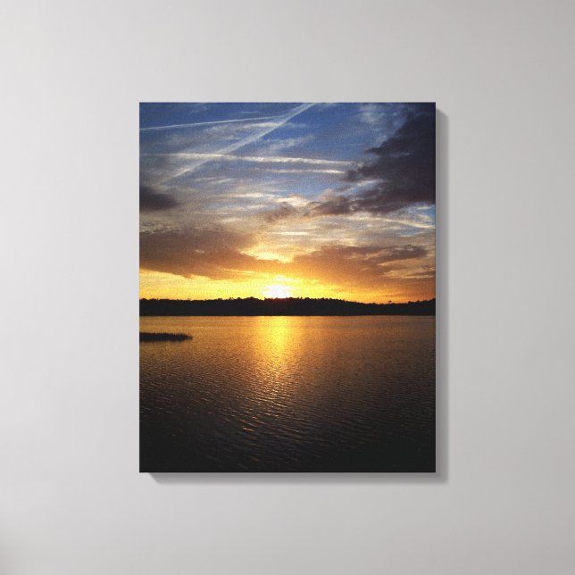 Florida Sunset Over Paynes Prairie Lake Canvas Print (Front)