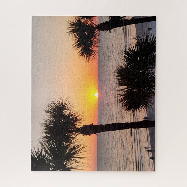 Florida Sunset Scene with Palm Trees Jigsaw Puzzle (Vertical)