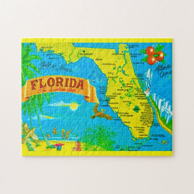 Florida Sunshine Map 11x14 Jigsaw Puzzle (Horizontal)