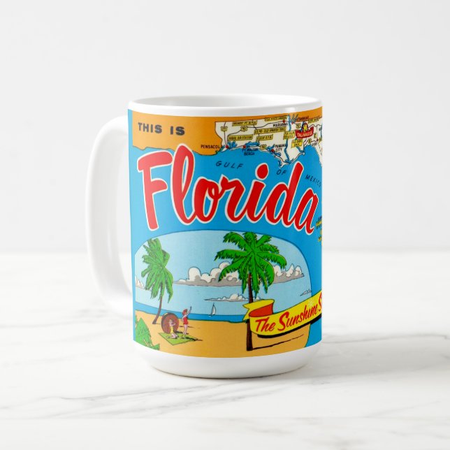 Florida Sunshine Map Postcard Mug (Front Left)