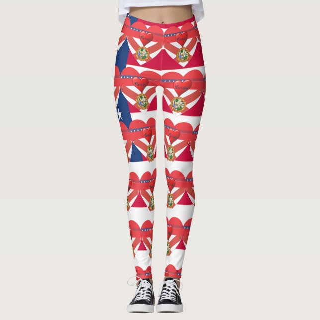 Florida Sunshine  Patriotic Flag Fun Leggings (Front)
