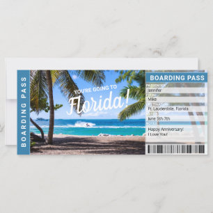 Florida Surprise Trip Boarding Pass Gift Ticket