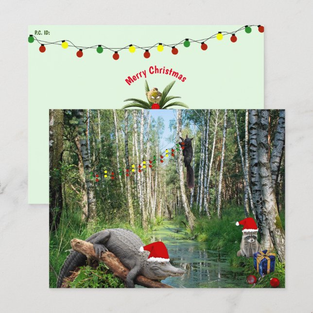 Florida Swamp Gator and Wildlife Christmas  Holiday Postcard (Front/Back)