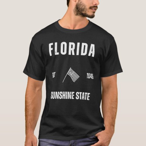 Florida T_Shirt Vintage US Flag Sports Design Tee
