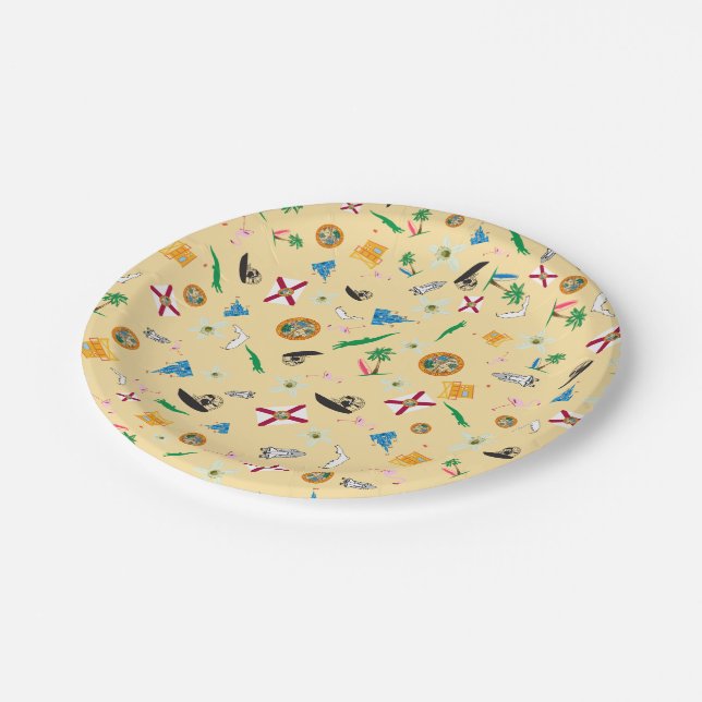 Florida the sunshine state famous items paper plates (Angled)