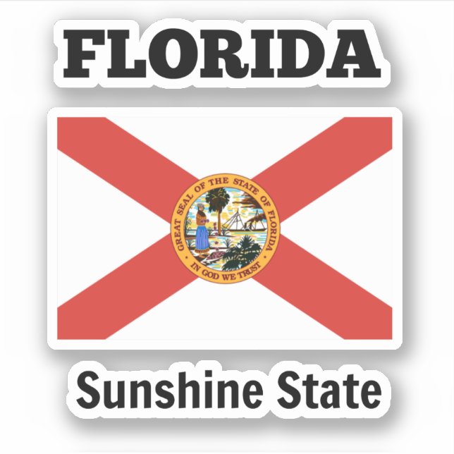 Florida, the Sunshine State, flag Sticker (Front)