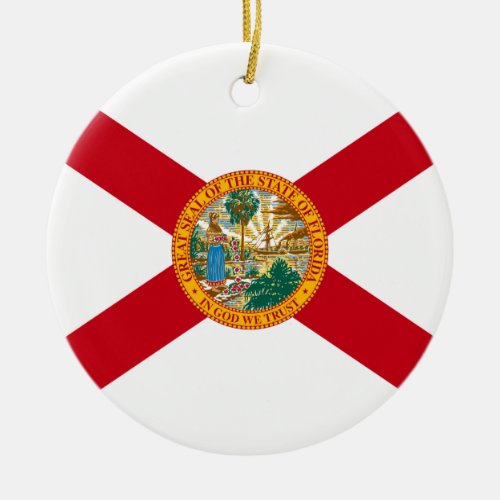 Florida The Sunshine State Floridians US Flag Ceramic Ornament