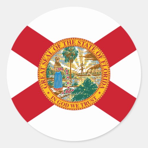 Florida The Sunshine State Floridians US Flag Classic Round Sticker