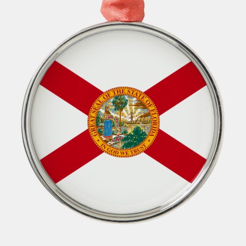 Florida The Sunshine State Floridians US Flag Metal Ornament