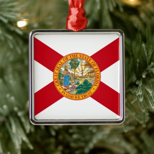 Florida The Sunshine State Floridians US Flag Metal Ornament