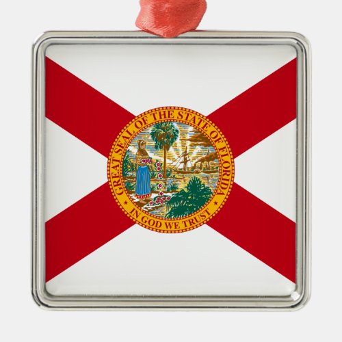 Florida The Sunshine State Floridians US Flag Metal Ornament