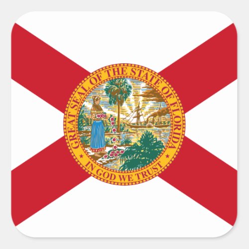 Florida The Sunshine State Floridians US Flag Square Sticker