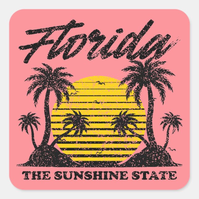 Florida The Sunshine State Square Sticker (Front)
