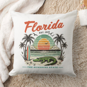 Florida, The Sunshine State – Sunset Beach Scene Throw Pillow