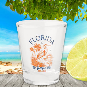 Florida The Sunshine State with Heron & Palm Tree  Shot Glass