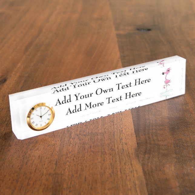 Florida Theme Pink Flamingo Desk Name Plate (Side)