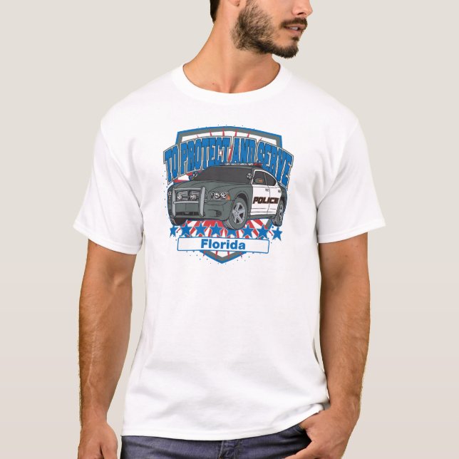 Florida To Protect and Serve Police Car T-Shirt (Front)