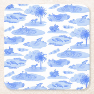 Florida Toile Coaster (Cornflower Blue)