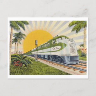 Florida Train Vintage 1940s Tourism Postcard