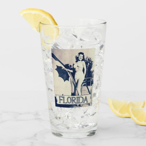 Florida Travel Pin Up Girl  _ Pint Glass