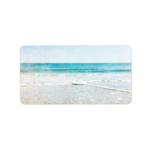 Florida Tropical Beach Sand Ocean Waves Sea Shells Label