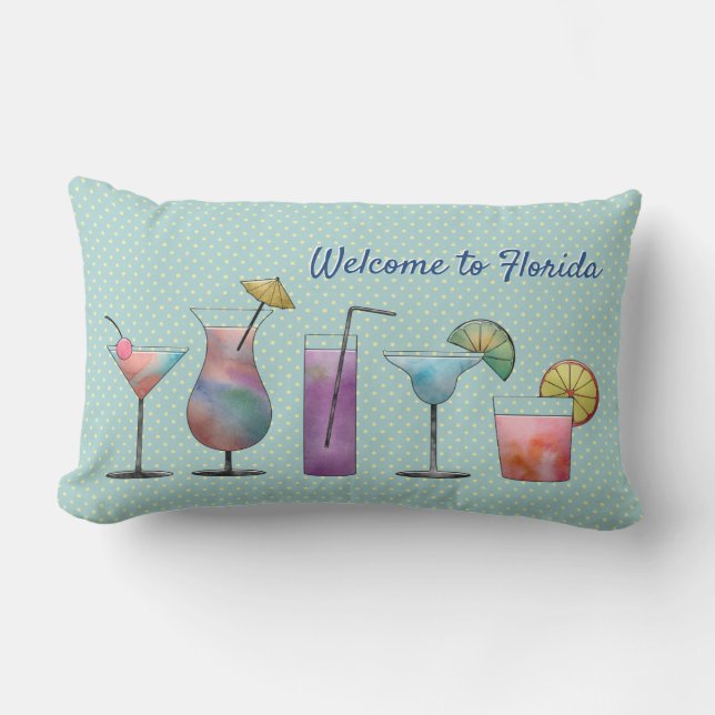 Florida Tropical Drinks Lumbar Pillow (Front)