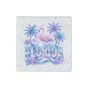 Florida Tropical Flamingo Paradise Stone Magnet