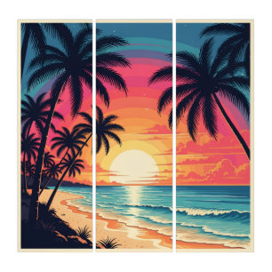 Florida Tropical Sunset Triptych